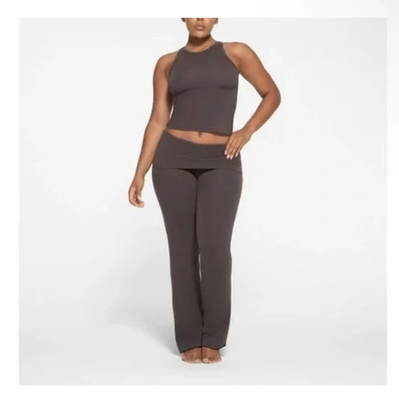 Skims NWT cotton jersey foldover flare in Iron - Picture 4 of 4